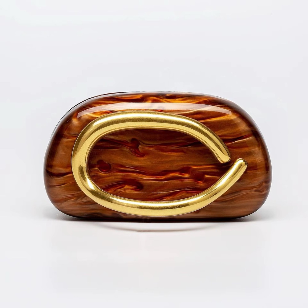 Brown Clutch with Gold Accent